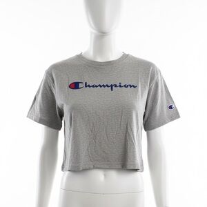 Champion Gray and Red T-Shirt Crop Top
